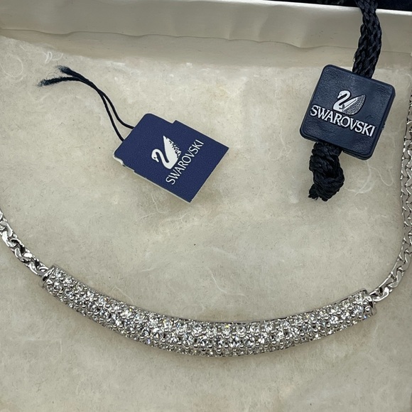 Swarovski Elements White Gold Plated Crystal Pave Bar Necklace, 16" - Picture 11 of 17